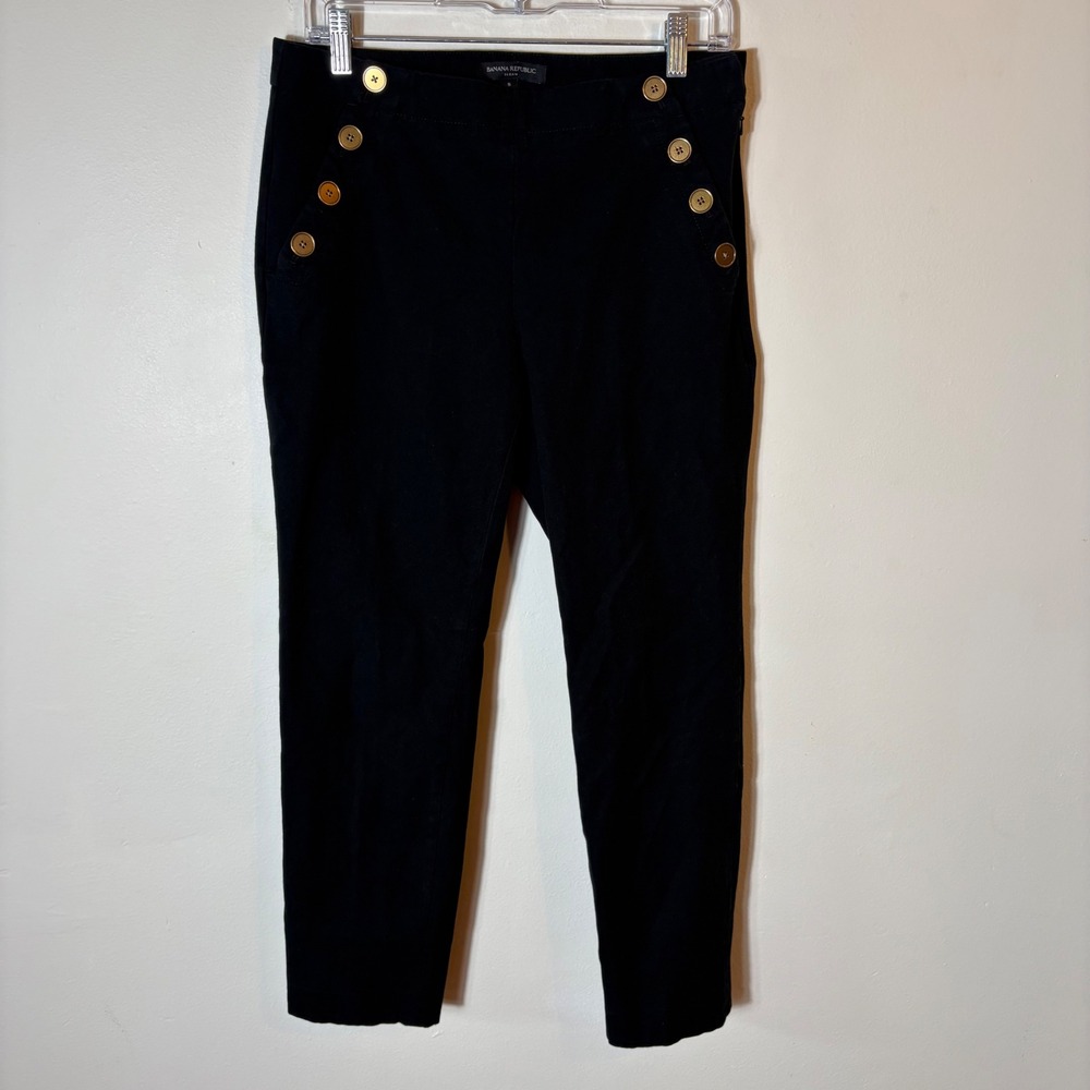Banana Republic Sloan Black Button Accent Career Ankle Pants‎ Size 8
